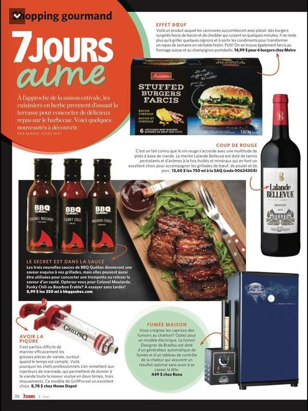 Magazine 7 jours aime les sauce BBQ Québec